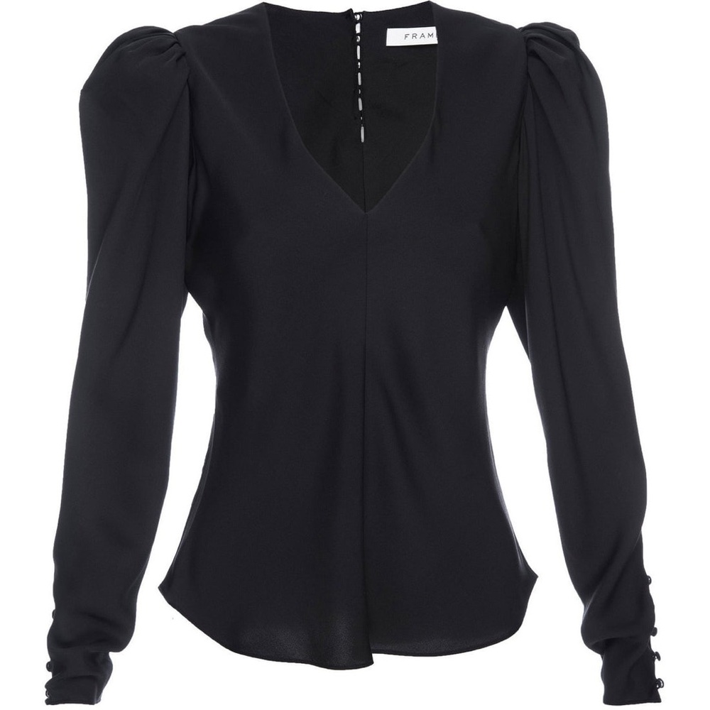 Frame Denim Silk Shirred V-Neck Top